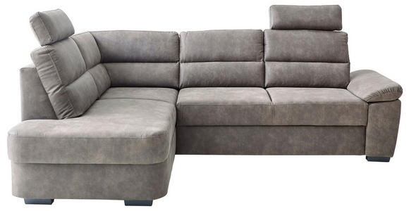 Wohnlandschaft inkl.Funktionen Grau Lederlook - Dunkelbraun/Grau, KONVENTIONELL, Kunststoff/Textil (193/251cm) - Cantus
