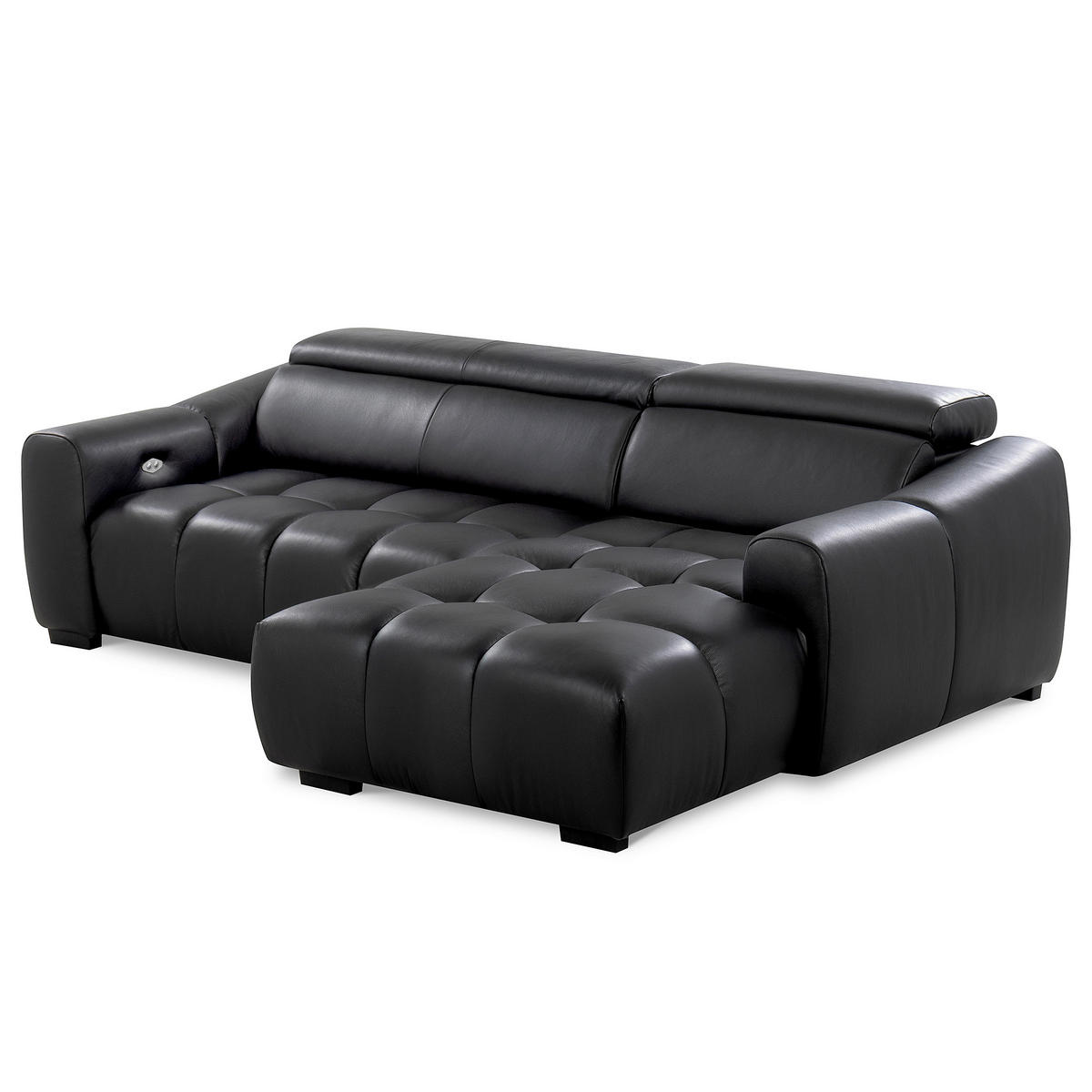 ECKSOFA  Echtleder Schwarz  - Schwarz, Design, Leder/Kunststoff (274/177cm) - Livetastic