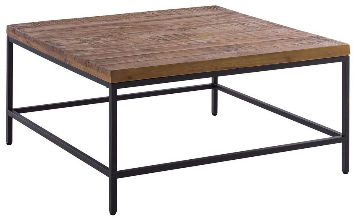 COUCHTISCH Kiefer massiv 90/90/45 cm quadratisch Schwarz, Dunkelbraun  - Dunkelbraun/Schwarz, MODERN, Holz/Metall (90/90/45cm) - home24