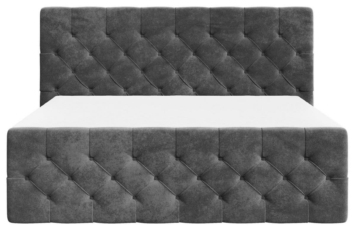 BOXBETT 180/200 cm,  in Dunkelgrau, Bettkasten, Topper, H2 + H3 = mittel + fest  - Dunkelgrau/Schwarz, MODERN, Holz/Kunststoff (180/200cm) - MID.YOU