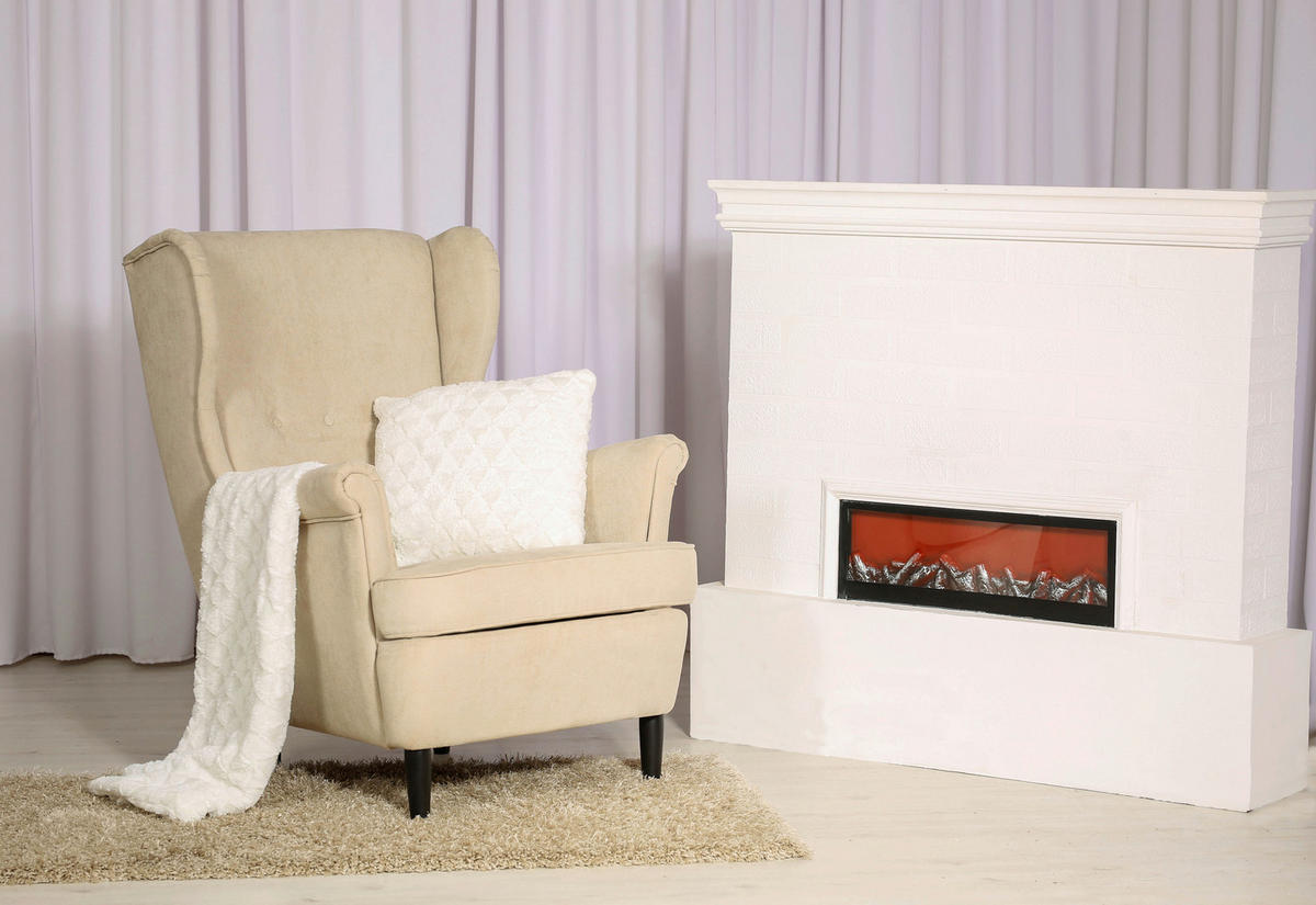 KRESLO UŠIAK, drevo, textil, kartón, kompozitné drevo, béžová - čierna/béžová, Basics, kartón/drevo (78/102/98cm) - Niels Andersson