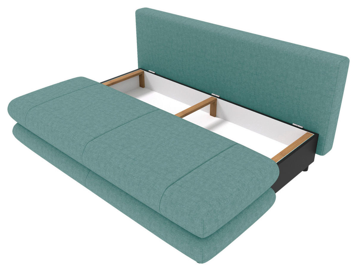 SCHLAFSOFA  mit Liegefunktion, Rücken echt Mikrofaser Mintgrün  - Schwarz/Mintgrün, KONVENTIONELL, Kunststoff/Textil (212/93/90cm) - Carryhome
