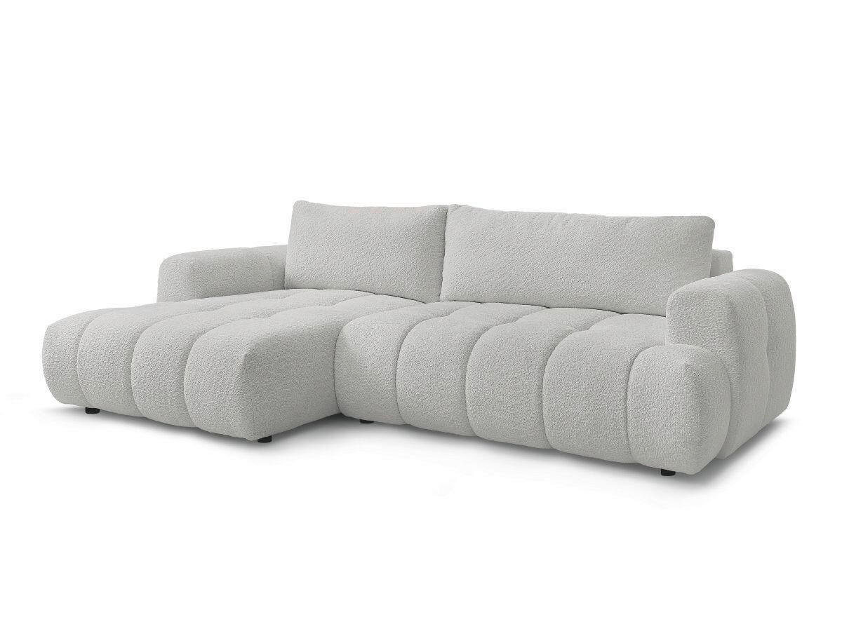 ECKSCHLAFSOFA FUJI Bouclé Hellgrau  inkl.  - Hellgrau/Schwarz, MODERN, Kunststoff/Textil (160/292cm)
