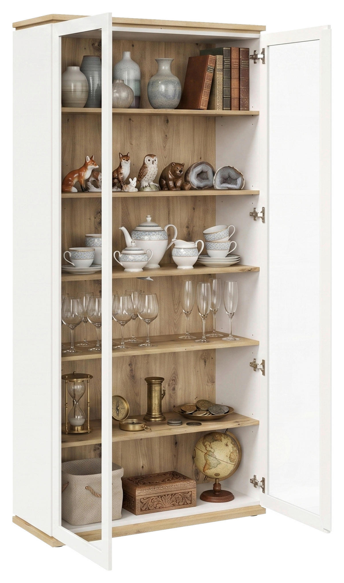 VITRINE  in Weiß, Eiche Artisan  - Weiß/Eiche Artisan, KONVENTIONELL, Holzwerkstoff (94/201/38cm) - Xora