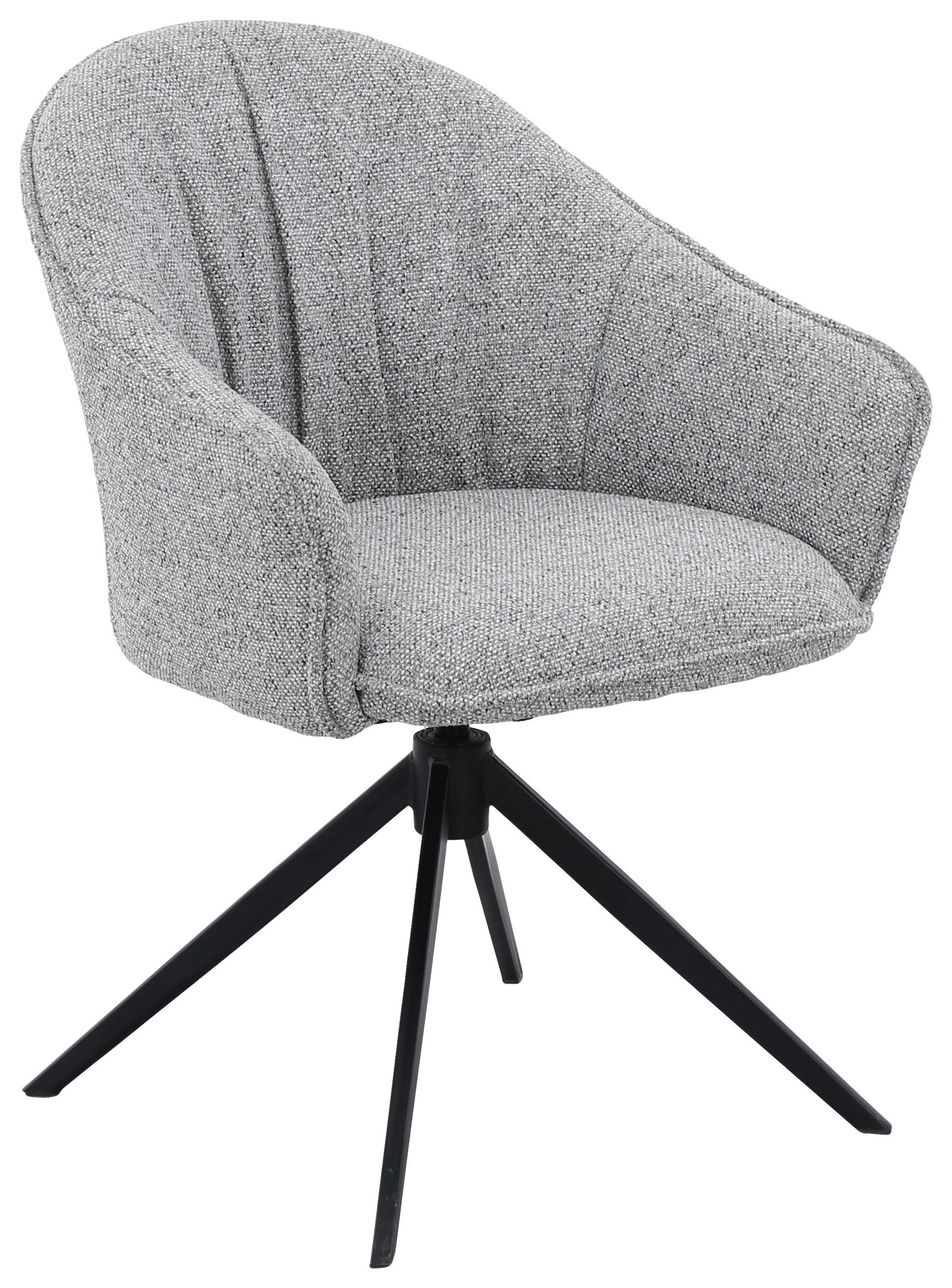 ARMLEHNSTUHL  Sitzfläche 360° drehbar, automatische Rückholfunktion Webstoff  - Schwarz/Grau, Design, Textil/Metall (66/83/64cm) - Novel