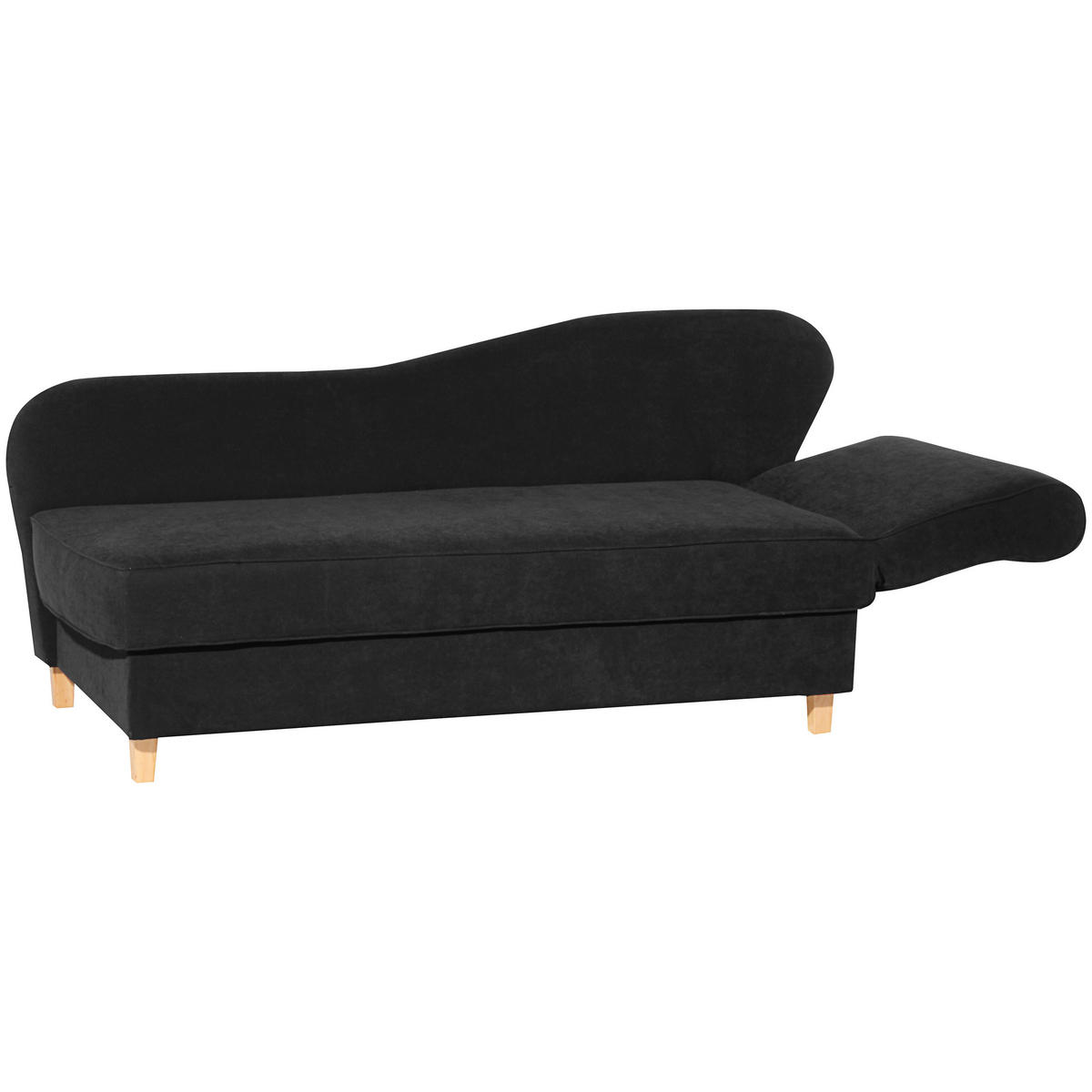 RÉCAMIERE in Velours Schwarz  - Buchefarben/Schwarz, Design, Holz/Textil (190/88/82cm) - Max Winzer