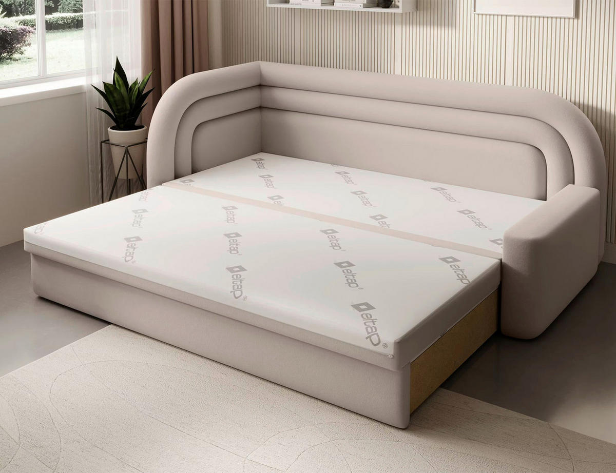 RÉCAMIERE  in Webstoff Beige  - Beige/Schwarz, Design, Kunststoff/Textil (86/80/223cm) - P & B