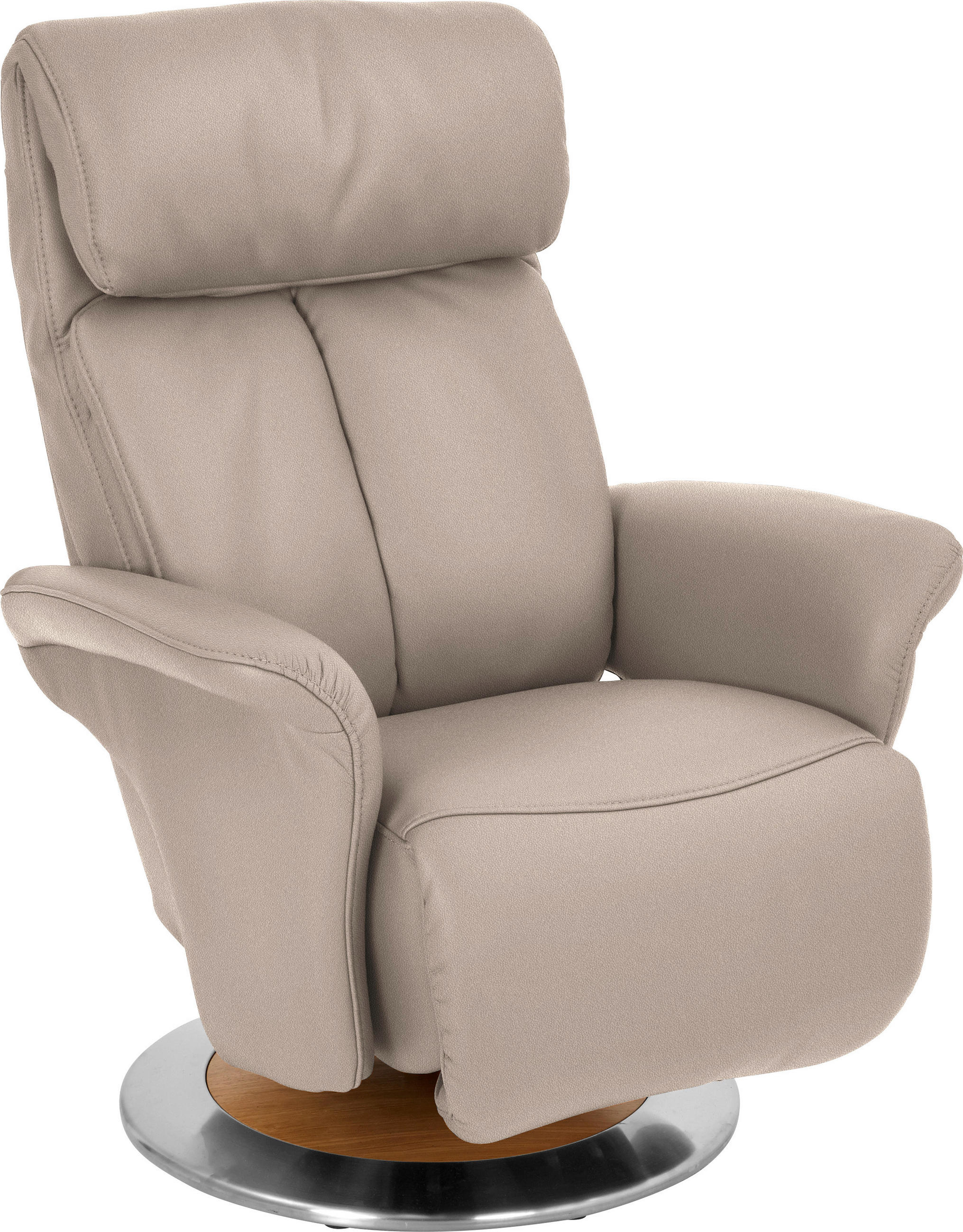 RELAXSESSEL in Leder Creme, Naturfarben  - Edelstahlfarben/Eichefarben, Design, Leder/Holz (82/109/90cm) - Himolla