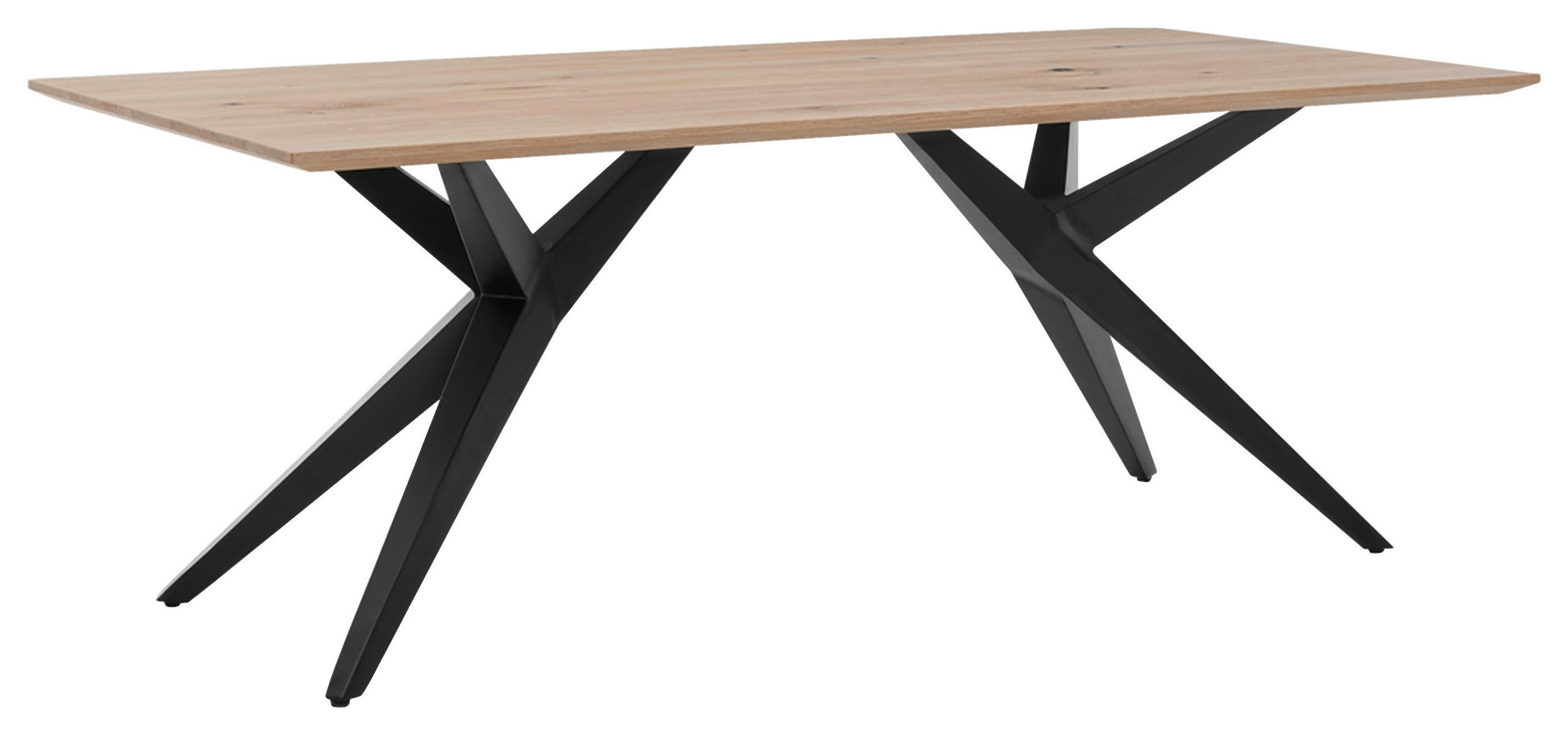 ESSTISCH 180/100/76 cm Echtholz  Holz in verschiedenen Holzarten erhältlich rechteckig Eiche Bianco  - Eiche Bianco/Schwarz, Design, Holz/Metall (180/100/76cm) - Musterring