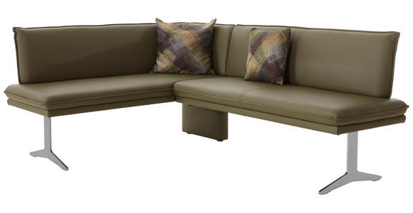 ECKBANK 158/205 cm in Grün, Edelstahlfarben - Edelstahlfarben/Grün, Design, Leder/Textil (158/205cm) - Moderano