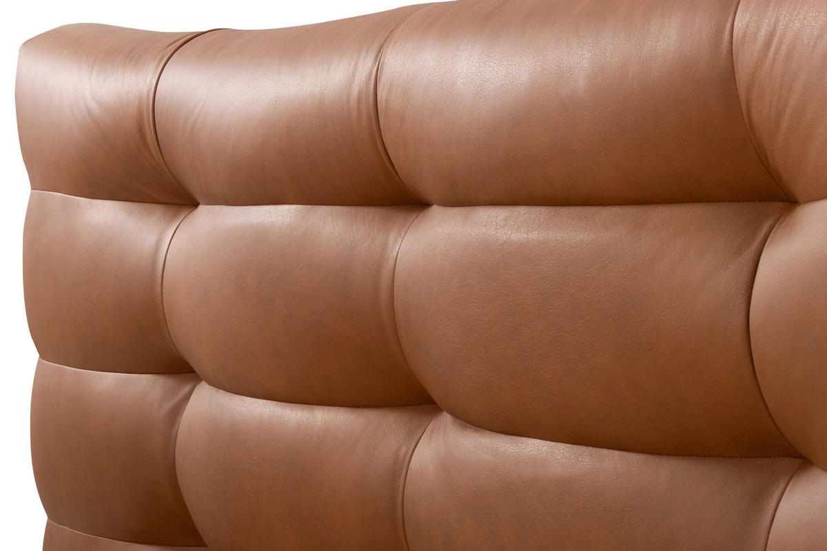 POLSTERBETT gepolstertes Kopfteil Cognac 180/200 cm  - Cognac/Schwarz, Design, Leder/Metall (180/200cm) - Esposa