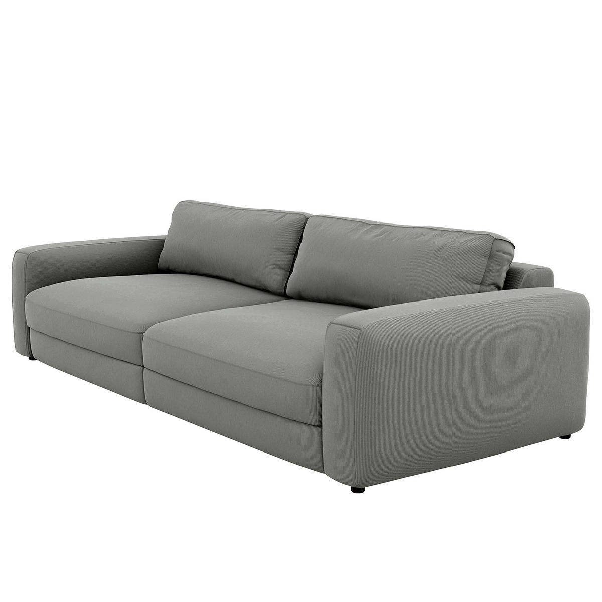 BIGSOFA in Cord Dunkelgrau  - Dunkelgrau/Schwarz, Modern, Kunststoff/Textil (264/84/125cm) - Trendmanufaktur