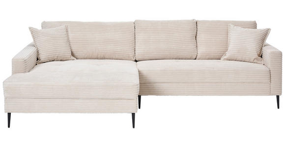 ECKSOFA  in Cord Creme  173/276 cm  - Creme/Schwarz, KONVENTIONELL, Textil/Metall (173/276cm) - Carryhome