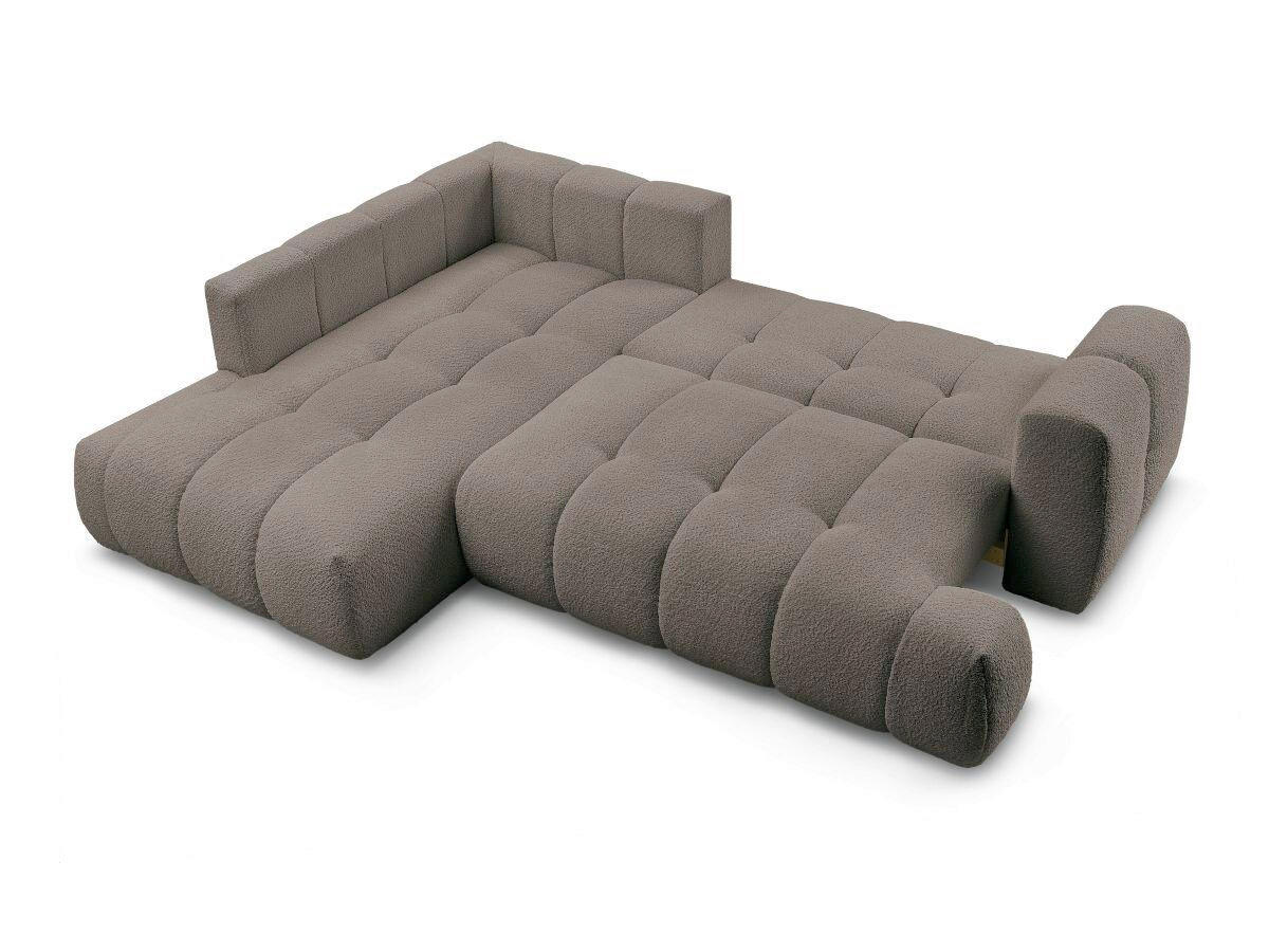 ECKSCHLAFSOFA EVEREST Bouclé Taupe  inkl. Rückenkissen, Schlaffunktion  - Taupe/Schwarz, MODERN, Kunststoff/Textil (204/282cm)