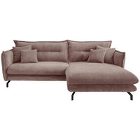 ECKSOFA Cord Rosa  - Schwarz/Rosa, Modern, Textil/Metall (255/180cm) - Livetastic