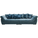 BIGSOFA Velours Blau  - Blau/Silberfarben, Design, Kunststoff/Textil (296/85/116cm) - Carryhome