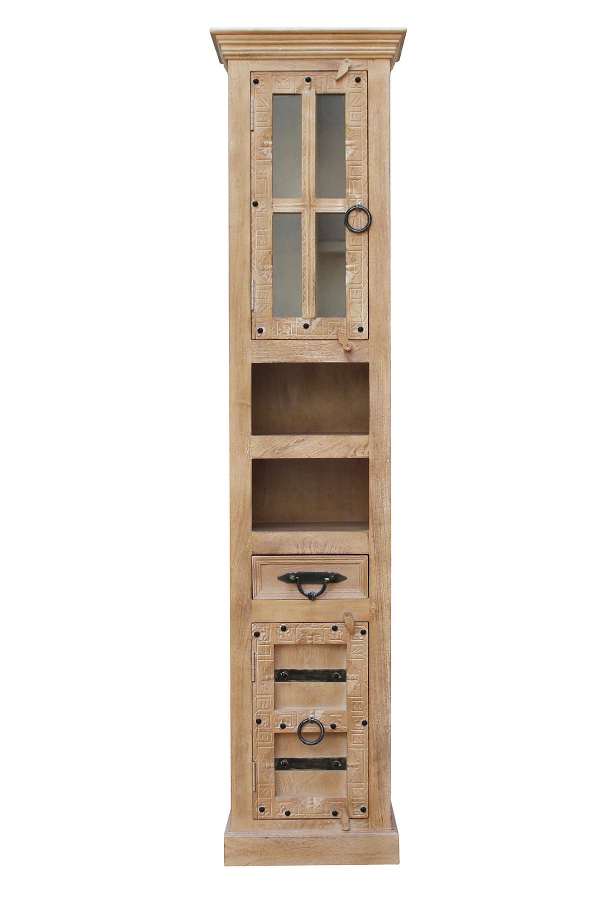 HOCHSCHRANK 44/188/35 cm  - Messingfarben/Naturfarben, Design, Glas/Holz (44/188/35cm) - MID.YOU