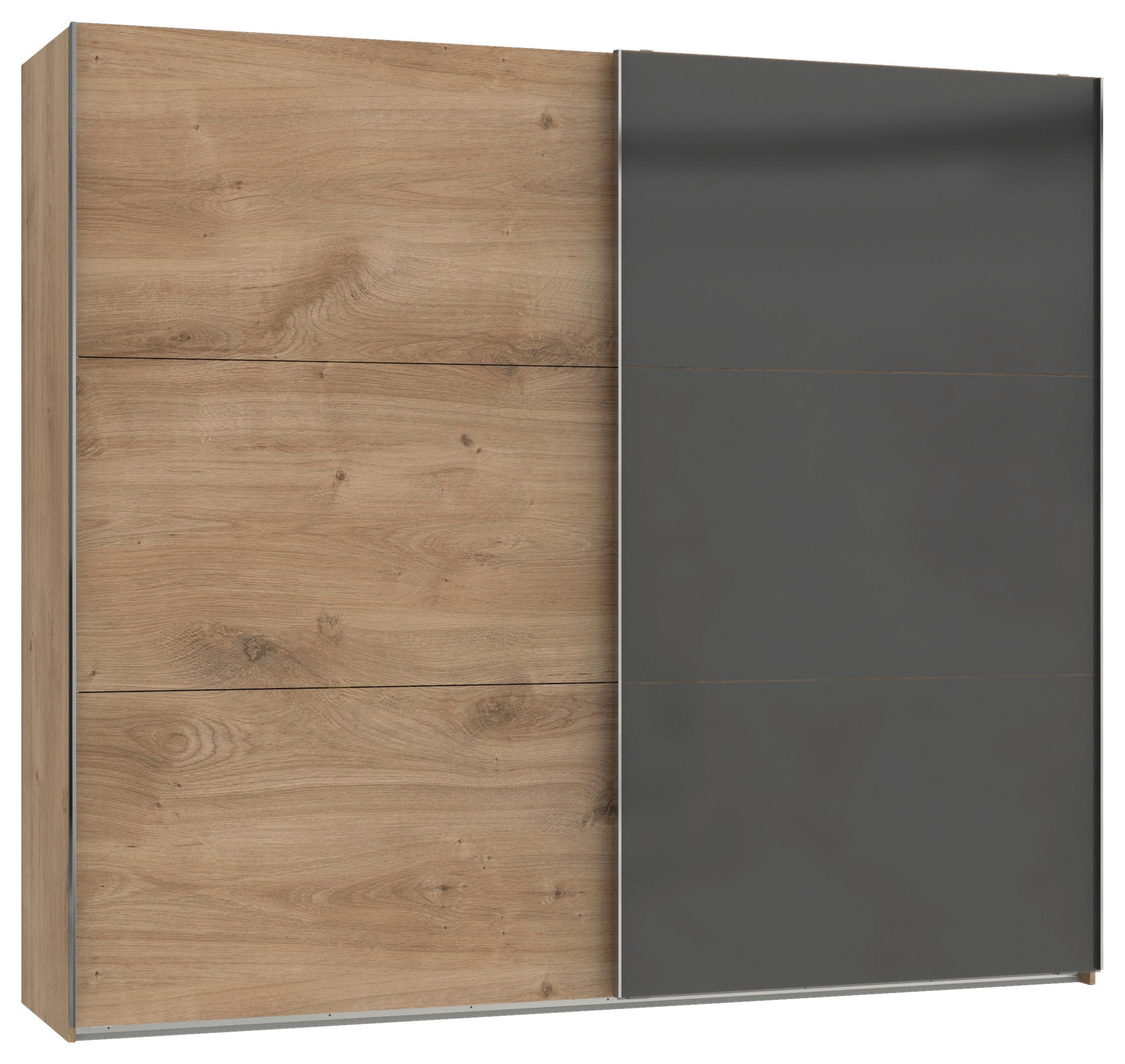SCHWEBETÜRENSCHRANK in Eichefarben, Grau - Chromfarben/Eichefarben, Modern, Holzwerkstoff (250/216/65cm) - MID.YOU