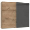 SCHWEBETÜRENSCHRANK in Grau, Eichefarben  - Chromfarben/Eichefarben, Modern, Holzwerkstoff (250/216/65cm) - MID.YOU
