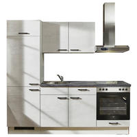 KÜCHENLEERBLOCK 220 cm   in Graphitfarben, Weiß, Hellgrau  - Hellgrau/Schwarz, Design, Holzwerkstoff/Metall (220cm) - Pino