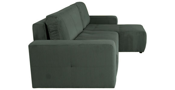 ECKSCHLAFSOFA  mit Cord Dunkelgrün  - Dunkelgrün/Schwarz, KONVENTIONELL, Textil (248/146cm) - Xora