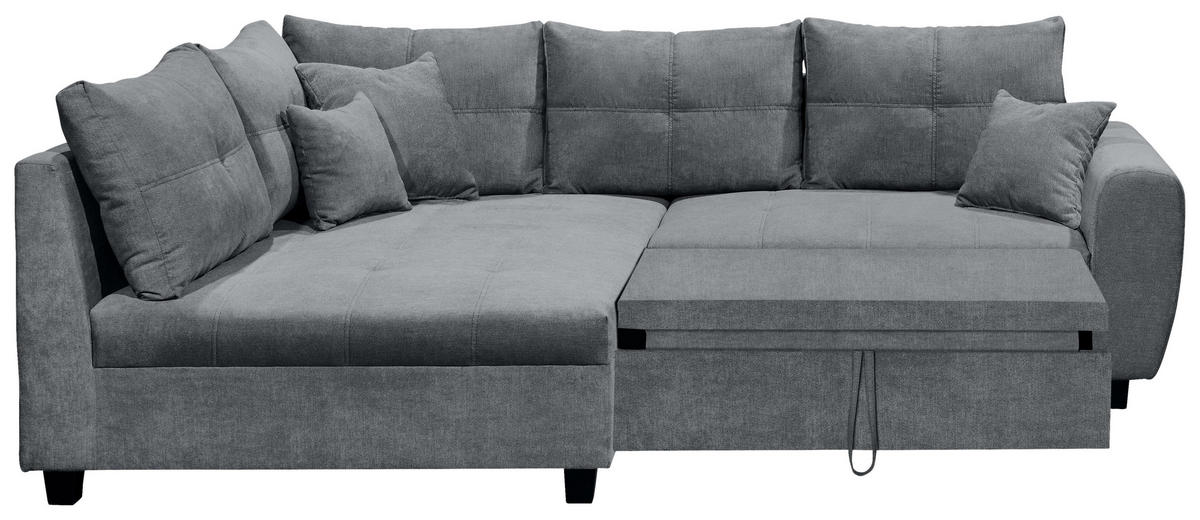 ECKSOFA in Mikrovelours Anthrazit  - Anthrazit, Basics, Holzwerkstoff/Textil (176/248cm) - MID.YOU