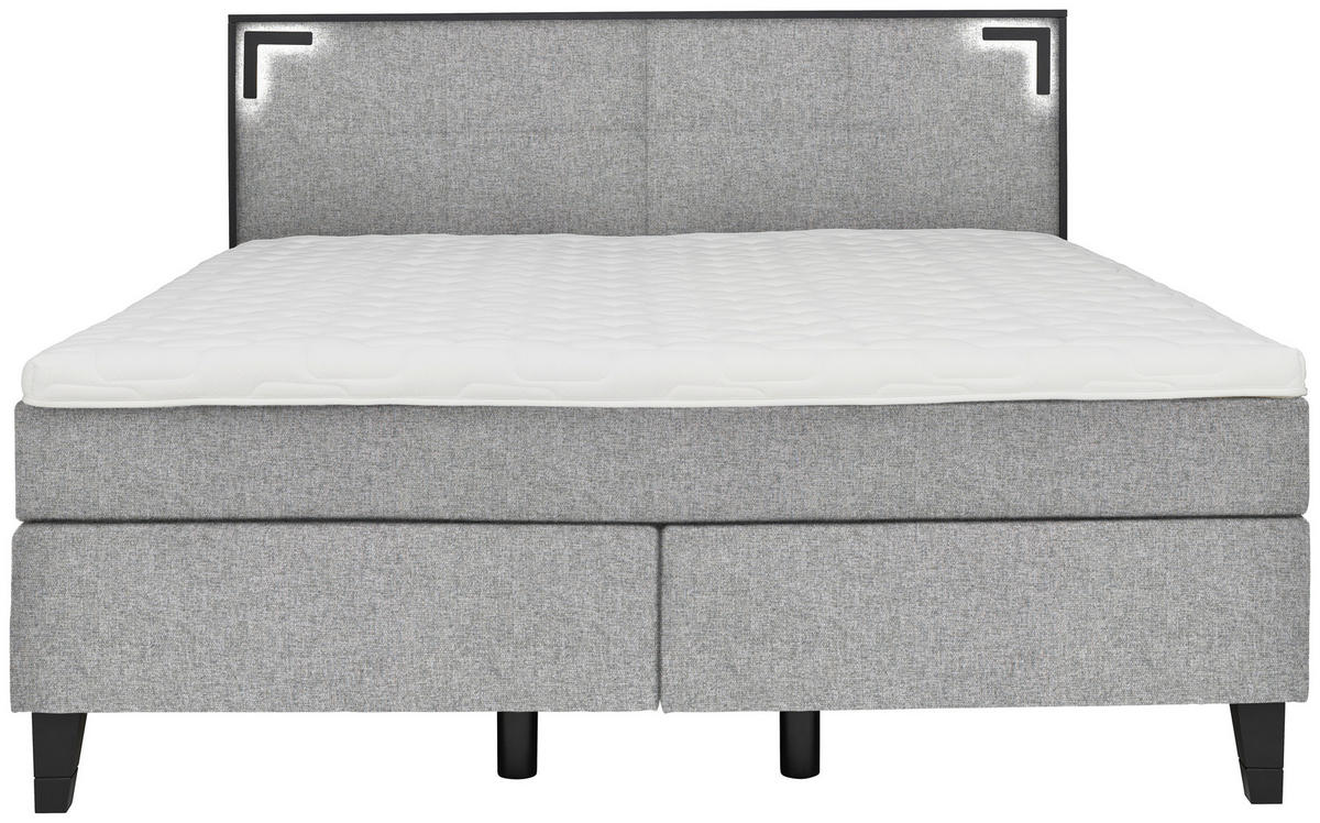 BOXSPRINGBETT 180/200 cm  in Taupe  - Taupe/Schwarz, Design, Holz/Textil (180/200cm) - Hom`in