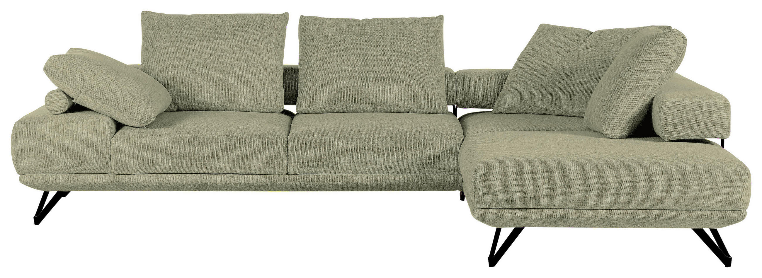 ECKSOFA  in Flachgewebe Grün  310/240 cm  - Schwarz/Grün, KONVENTIONELL, Textil/Metall (310/240cm) - MID.YOU