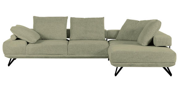 ECKSOFA Grün Flachgewebe Rückenkissen, Rücken echt  - Schwarz/Grün, KONVENTIONELL, Textil/Metall (310/240cm) - Carryhome