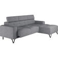 ECKSOFA Grau Chenille  - Schwarz/Grau, KONVENTIONELL, Textil/Metall (264/178cm) - Hom`in