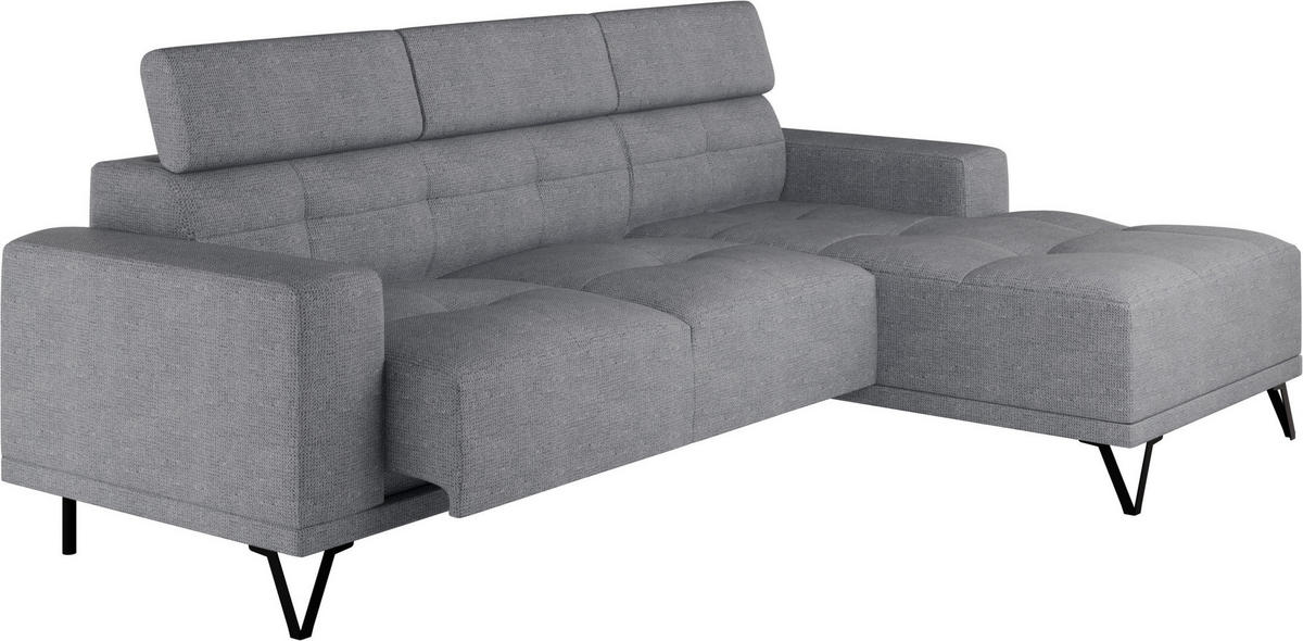 ECKSOFA Grau Chenille  - Schwarz/Grau, KONVENTIONELL, Textil/Metall (264/178cm) - Hom`in