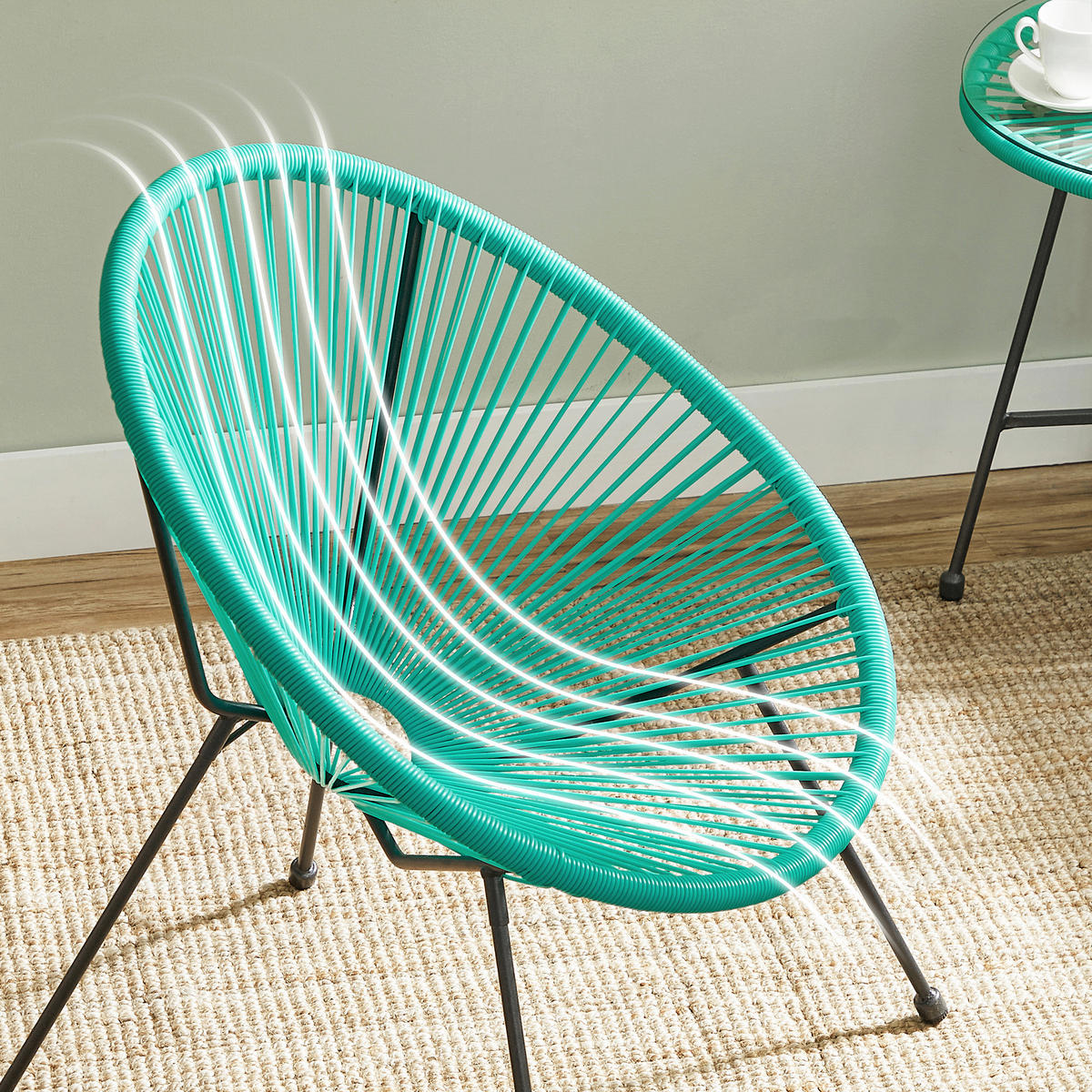 BALKONSET  3-teilig  - Türkis, MODERN, Kunststoff/Metall - Modante