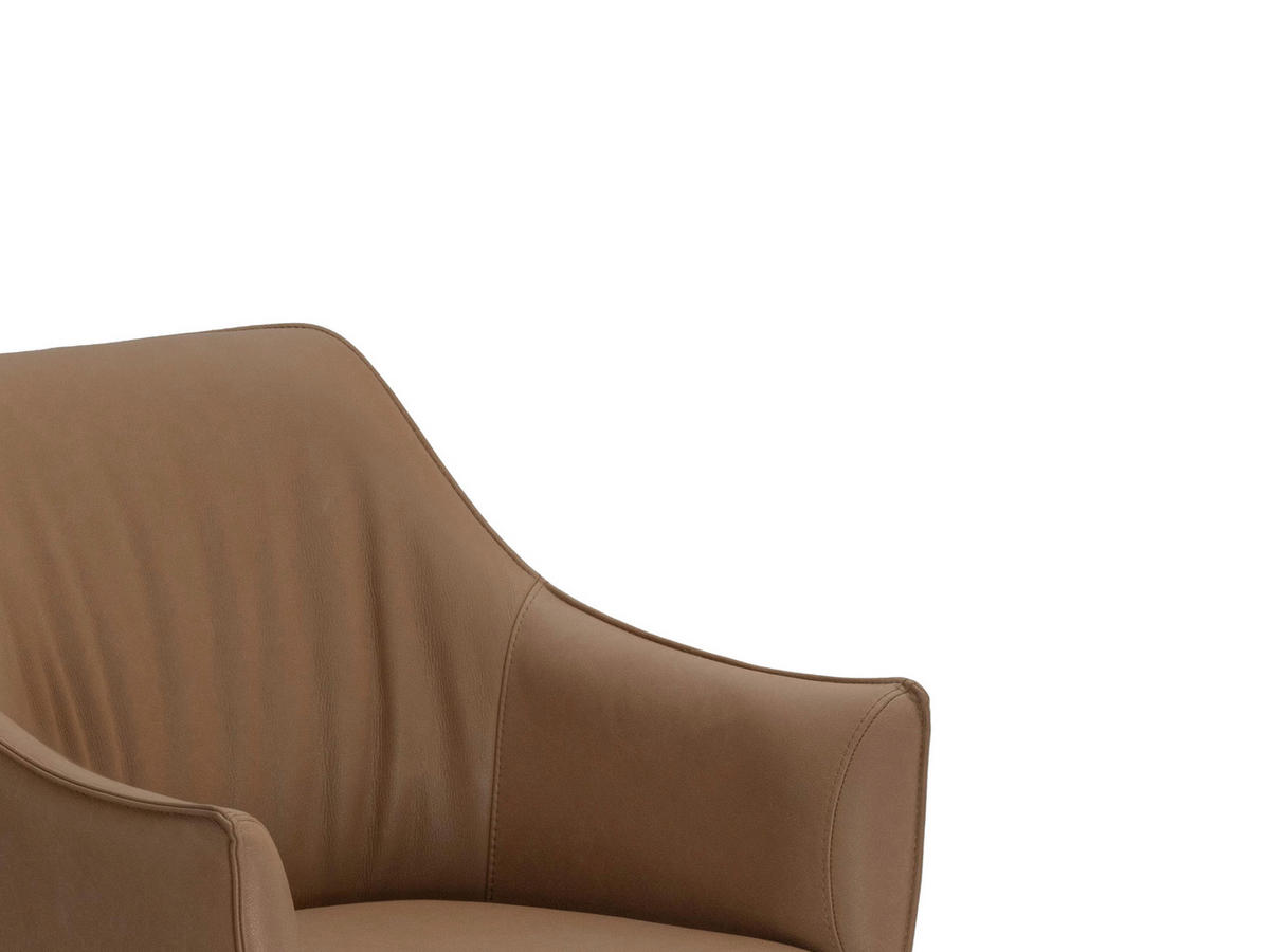 ARMLEHNSTUHL  Sitzfläche 360° drehbar, inklusive Armlehnen, automatische Rückholfunktion  Echtleder  Schwarz, Taupe  - Taupe/Schwarz, Design, Leder/Metall (62/86/61cm) - Dieter Knoll