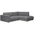 ECKSOFA in Cord Dunkelgrau  - Dunkelgrau/Schwarz, Design, Kunststoff/Textil (265/224cm) - Hom`in