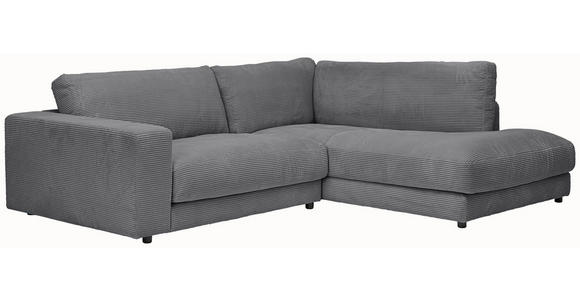 ECKSOFA in Cord Dunkelgrau  - Dunkelgrau/Schwarz, Design, Kunststoff/Textil (265/224cm) - Hom`in