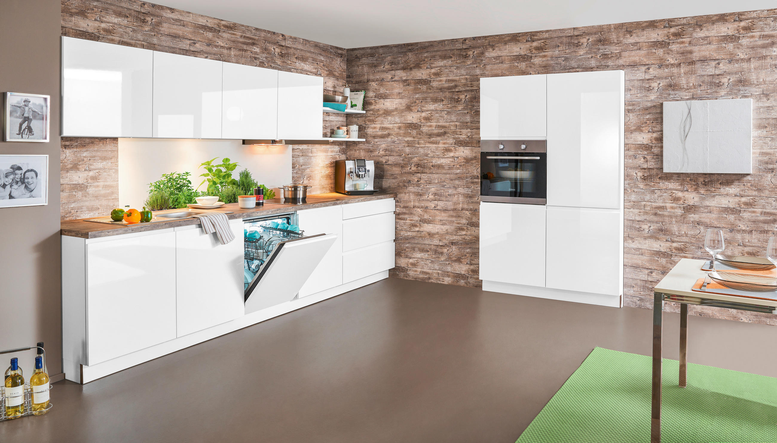 BUCĂTĂRIE LA COMANDĂ   - alb/gri, Design, material pe bază de lemn - Dieter Knoll