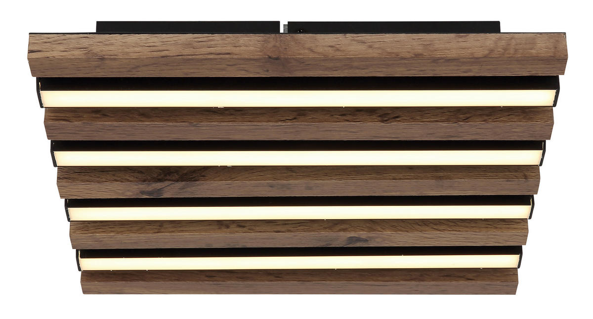 LED-DECKENLEUCHTE    30/30/5 cm  - Weiss/Dunkelbraun, Natur, Holzwerkstoff/Kunststoff (30/30/5cm) - Globo