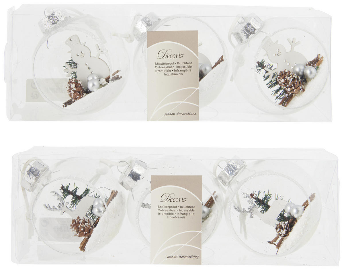 CHRISTBAUMKUGEL-SET 8 cm  - Transparent, Basics, Kunststoff (8cm)