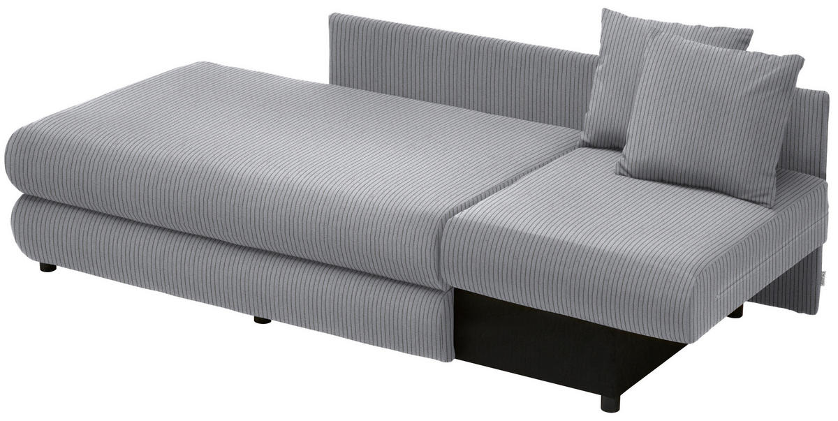 RÉCAMIERE in Cord Hellgrau  - Hellgrau/Schwarz, Design, Kunststoff/Textil (171/71-88/93cm) - Cantus