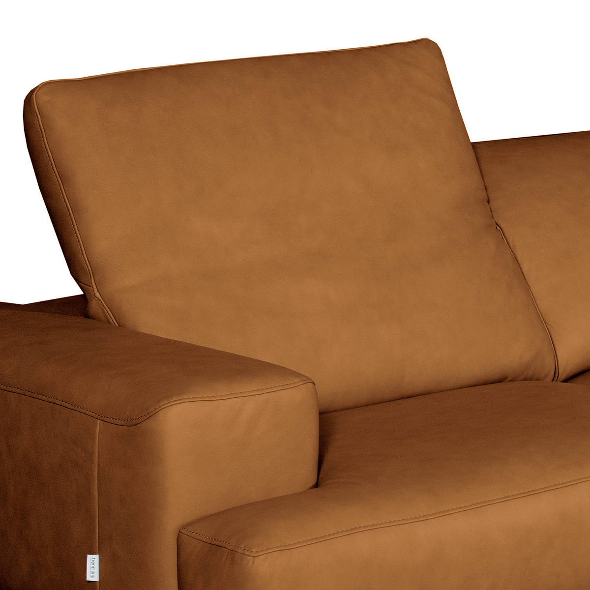 ECKSOFA Cognac Echtleder Rücken echt, Kopfteilverstellung  - Cognac/Schwarz, Design, Leder/Metall (295/187cm) - Livetastic