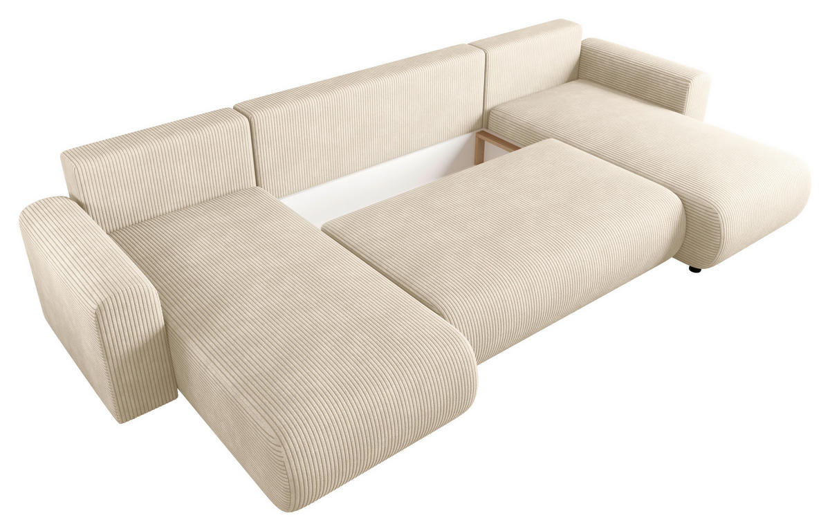 WOHNLANDSCHAFT  in Cord Creme  - Creme/Schwarz, KONVENTIONELL, Textil (152/318/152cm) - Xora