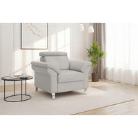 SESSEL 101/84/93 cm  in Echtleder Hellgrau  - Chromfarben/Hellgrau, Basics, Leder/Metall (101/84/93cm) - Sit & More