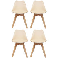 STUHL-SET 4 Stück  in Lederlook  - Beige/Buchefarben, MODERN, Holz/Textil (48/87/56cm) - MID.YOU