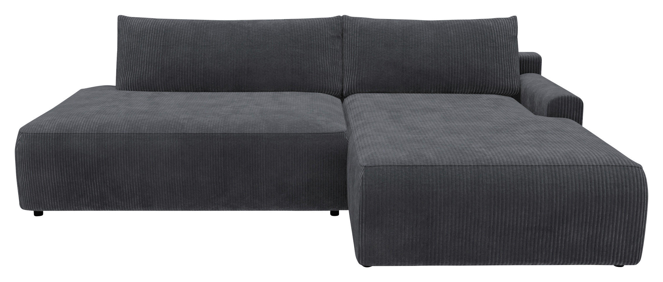 ECKSCHLAFSOFA in Cord Anthrazit - Anthrazit/Schwarz, Modern, Kunststoff/Textil (253/167cm) - Trendmanufaktur
