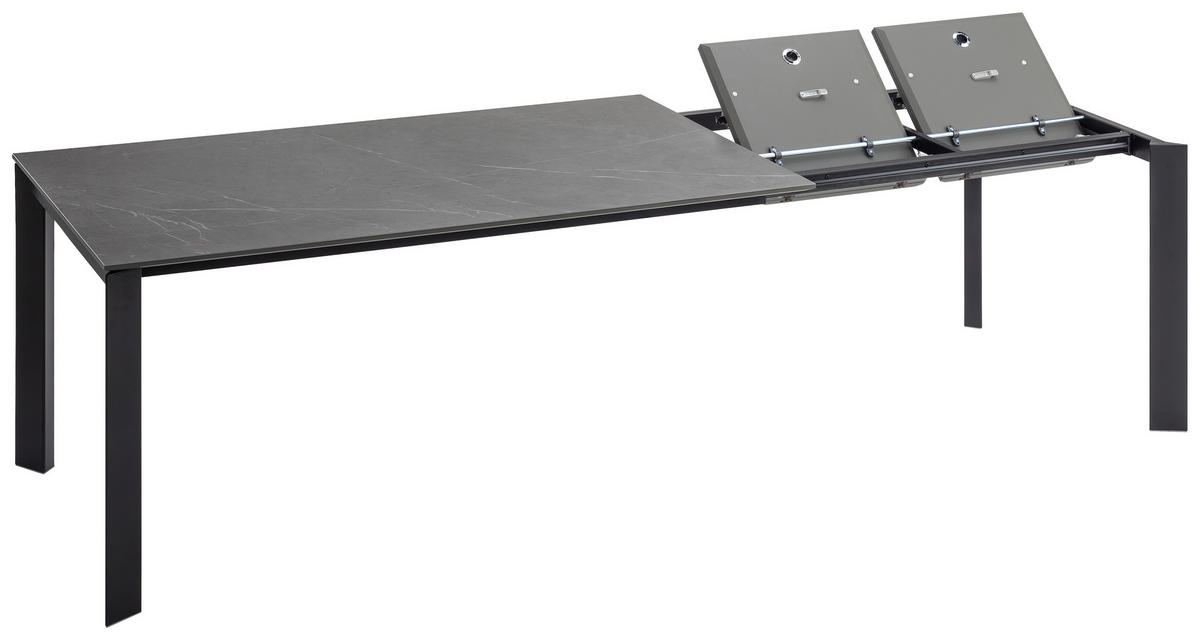 ESSTISCH in Metall, Keramik 160-250/90/75 cm  - Dunkelgrau/Schwarz, Design, Keramik/Metall (160-250/90/75cm) - Novel