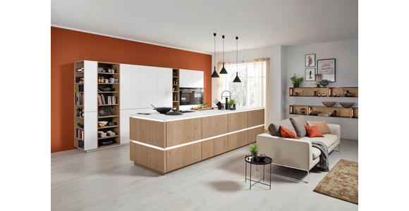 EINBAUKÜCHE   - Weiß, Natur, Holzwerkstoff - Dieter Knoll