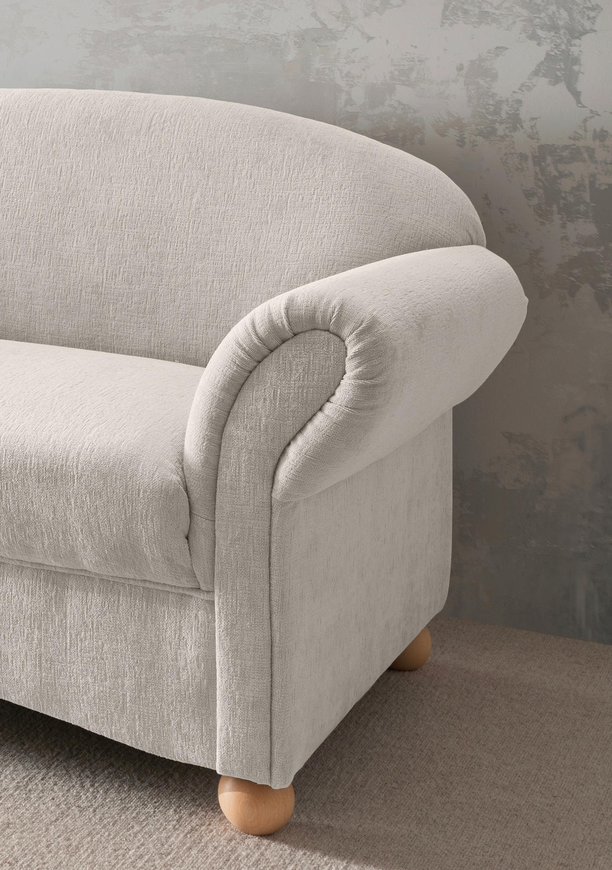 2-SITZER-SOFA in Mikrofaser Weiss  - Wildeiche/Weiss, Konventionell, Holz/Textil (151/94/80cm) - Livetastic