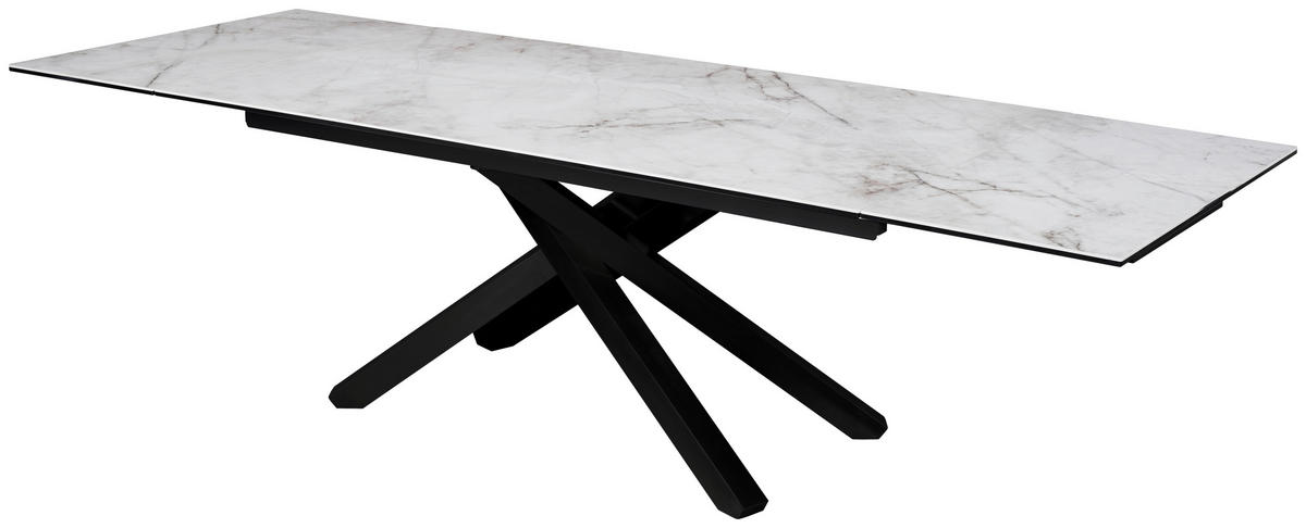 MATBORD svart, vit rektangulär  utdragbar  - vit/svart, Design, metall/glas (180-280/76/98cm) - Novel