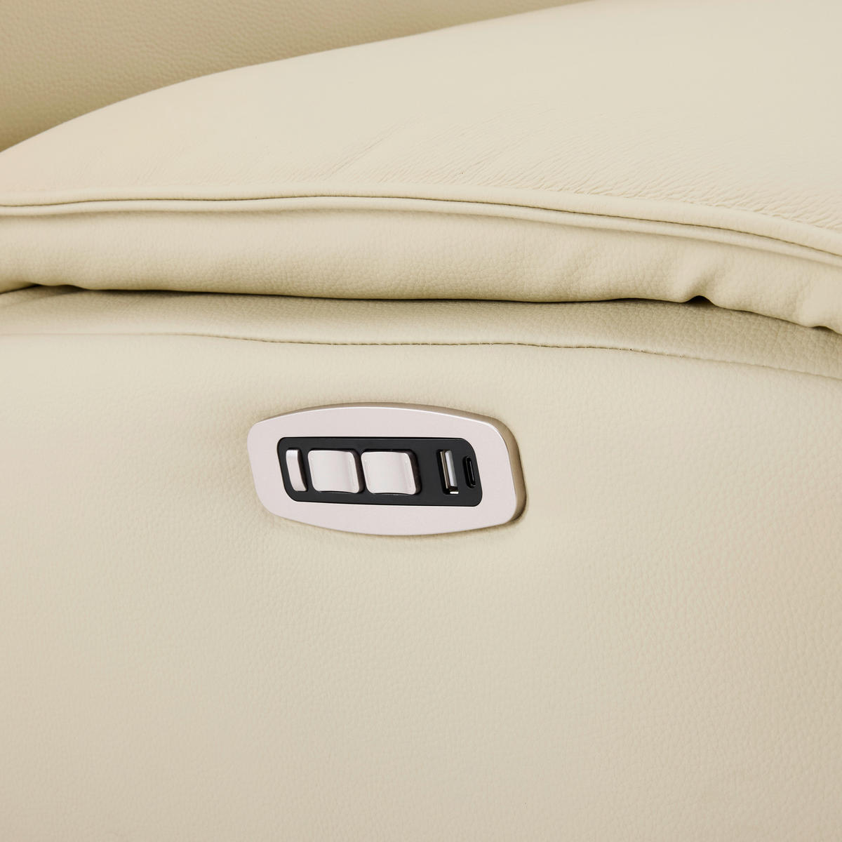 RELAXSESSEL Lederlook Echtleder Relaxfunktion, Kopfteilverstellung, Fußteilverstellung    - Beige/Schwarz, Design, Leder/Textil (70/110/82cm) - Stylife