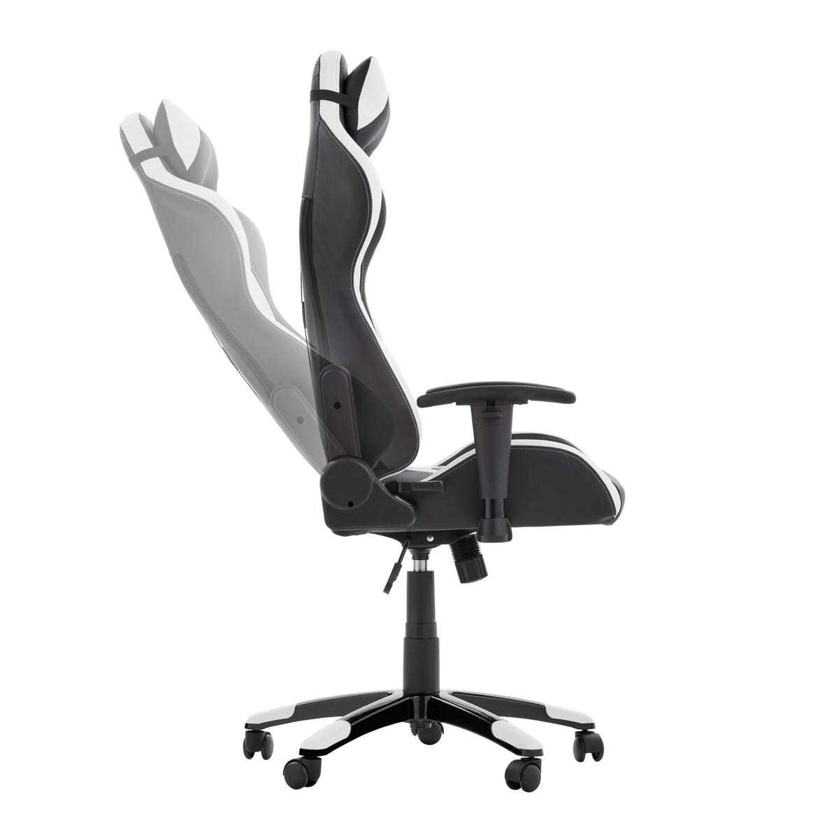 GAMINGSTUHL Schwarz, Weiß Metall, Kunststoff, Textil   - Schwarz/Weiß, Design, Kunststoff/Textil (68/124-134/59cm) - Hom`in